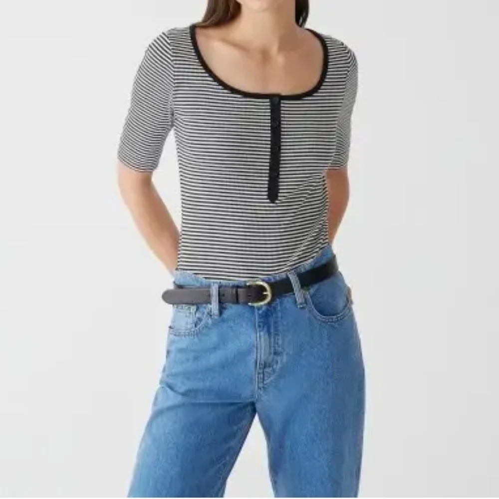 J.CREW Vintage Rib Henley‎ T-shirt in Stripe XS